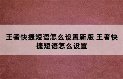 王者快捷短语怎么设置新版 王者快捷短语怎么设置